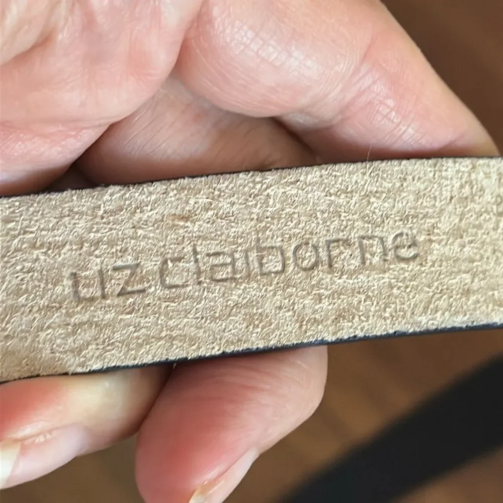 Vintage Liz Claiborne Dark Navy Blue (Almost Black) Bonded Leather‎ Belt